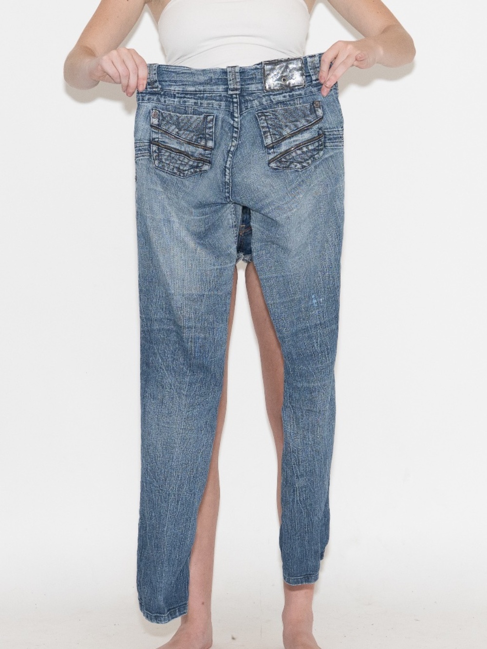 Y2k low rise slim jeans light wash size 3 made in colombia